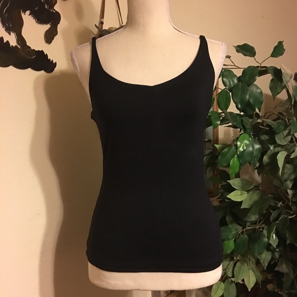 Lotus black stretch tank top cami shelf bra - Picture 1 of 4